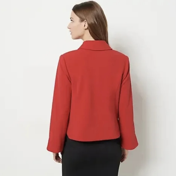 New Dennis Basso Luxury Crepe Navy Bracelet Jacket Size 18W - Picture 11 of 14